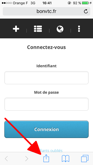 Raccourci sur le bureau Iphone